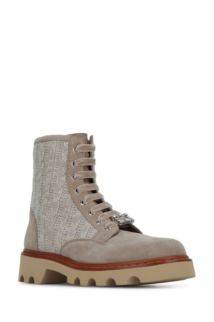 Beige Cable-knit Boots 2