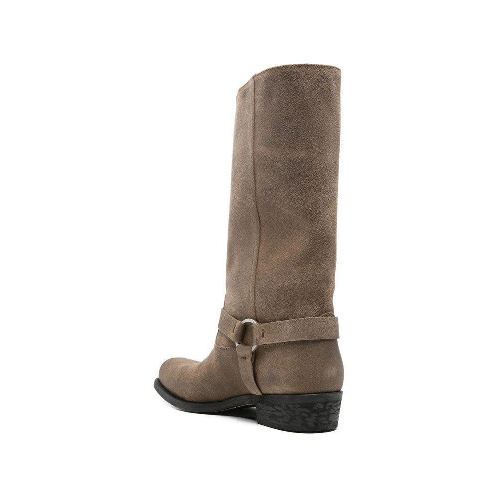 Brown Suede Biker Boots 3