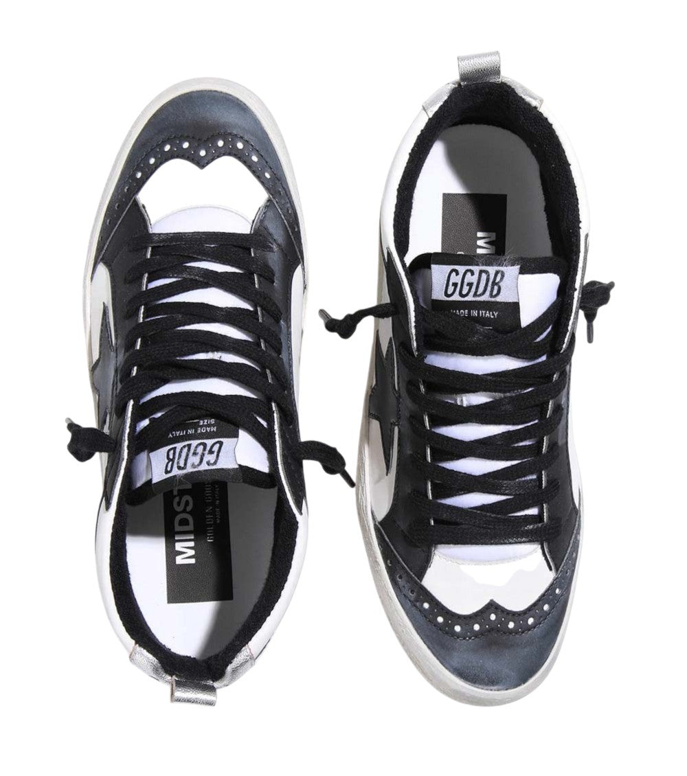 BlackWhite Mid-star Sneakers 3