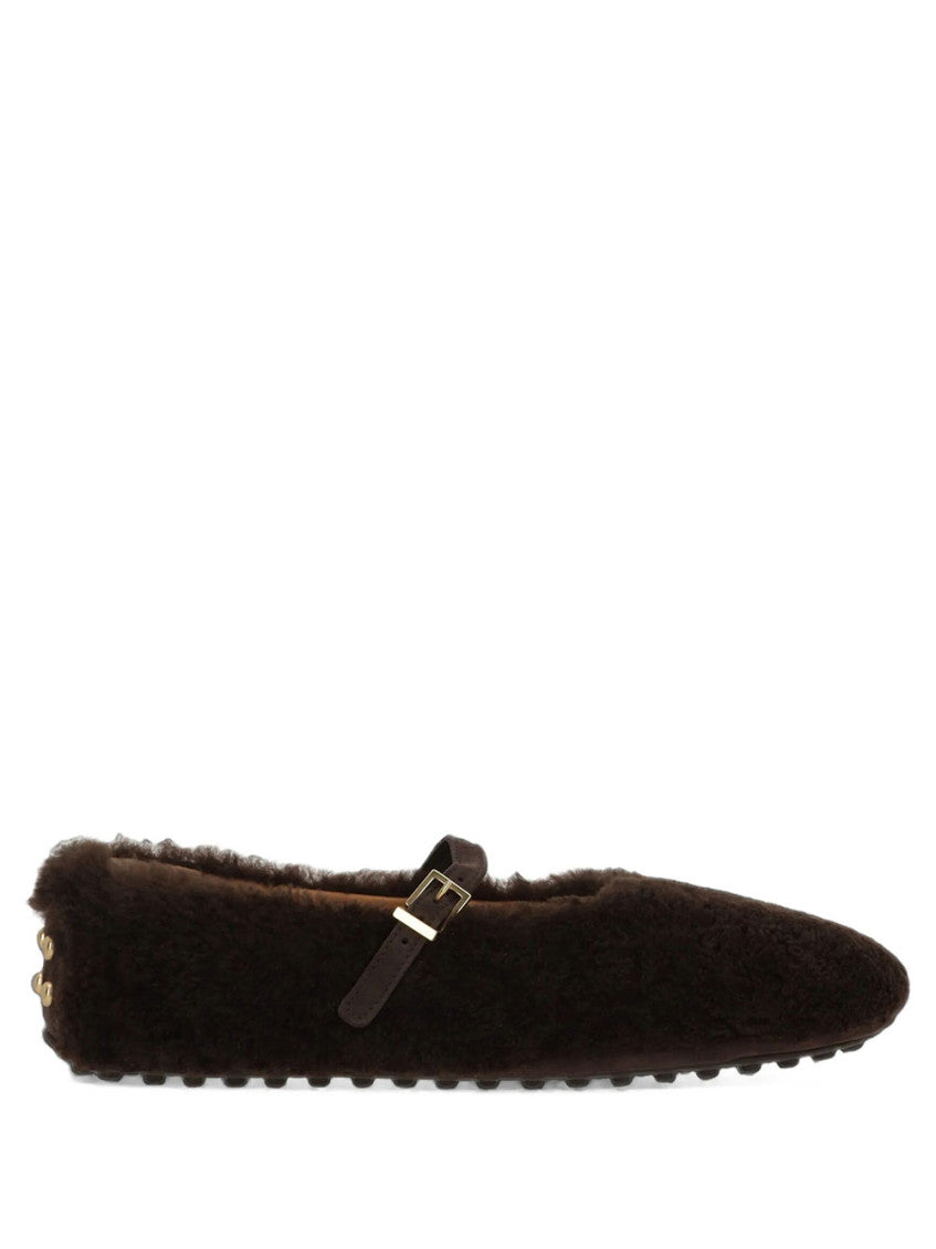 Dark Brown Textured Ballet Flats 1
