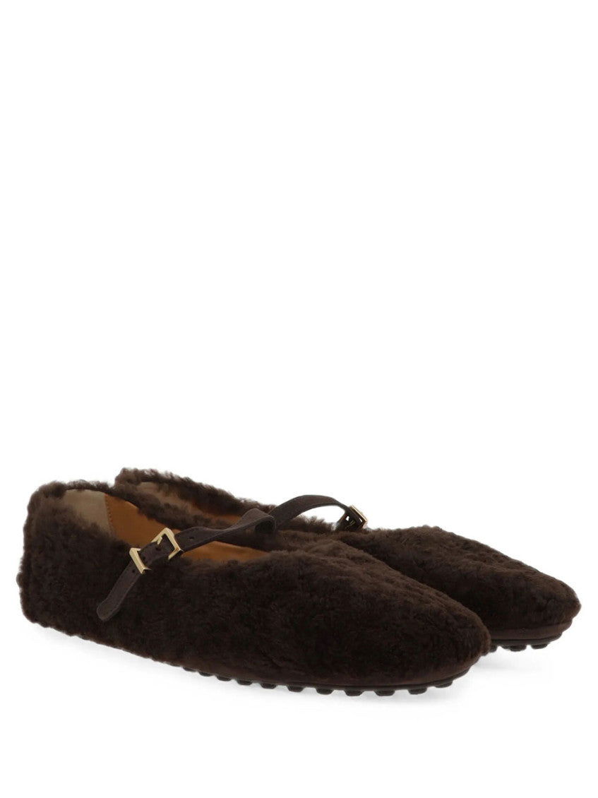 Dark Brown Textured Ballet Flats 2