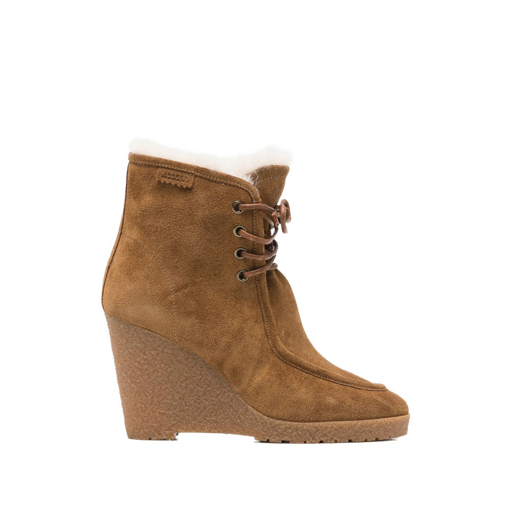 Brown Suede Wedge Ankle Boots 1