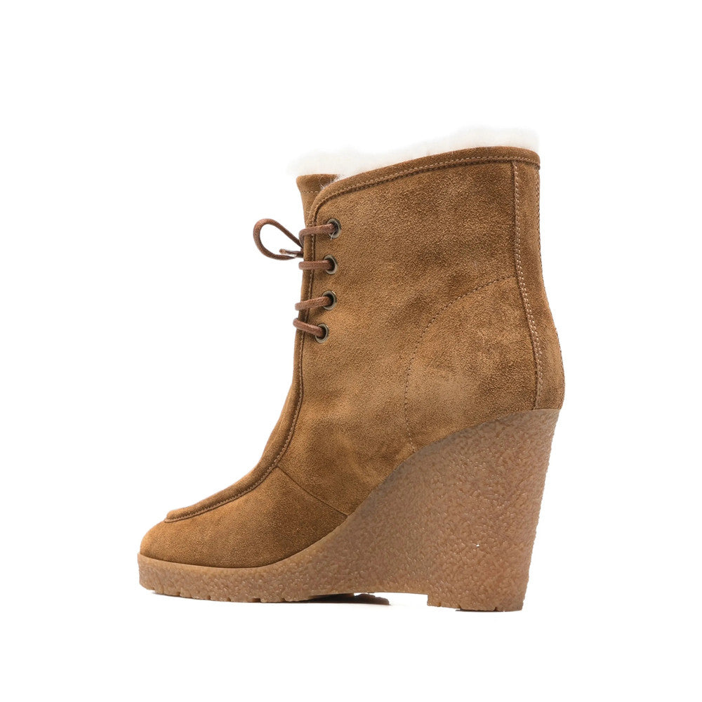 Brown Suede Wedge Ankle Boots 2