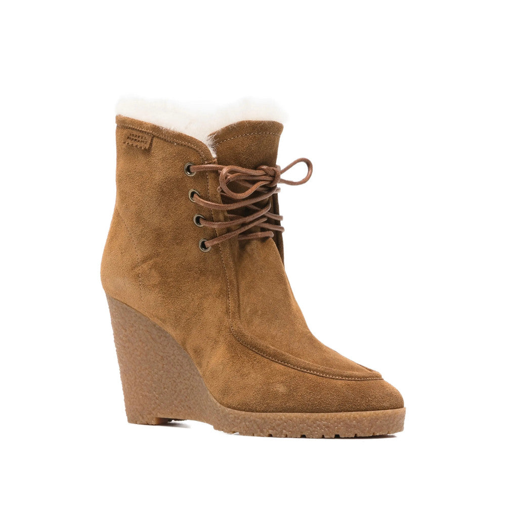 Brown Suede Wedge Ankle Boots 3