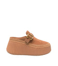 Beige Leather Platform Mules 1