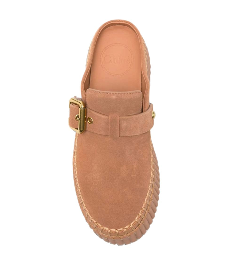 Beige Leather Platform Mules 4