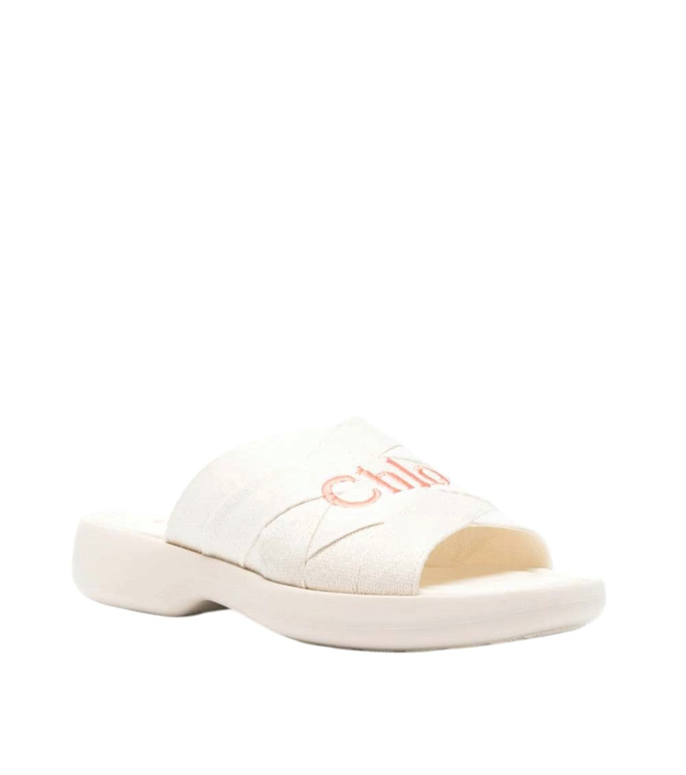 White Logo Sandals 3