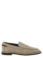 Beige Monile Suede Loafers 1