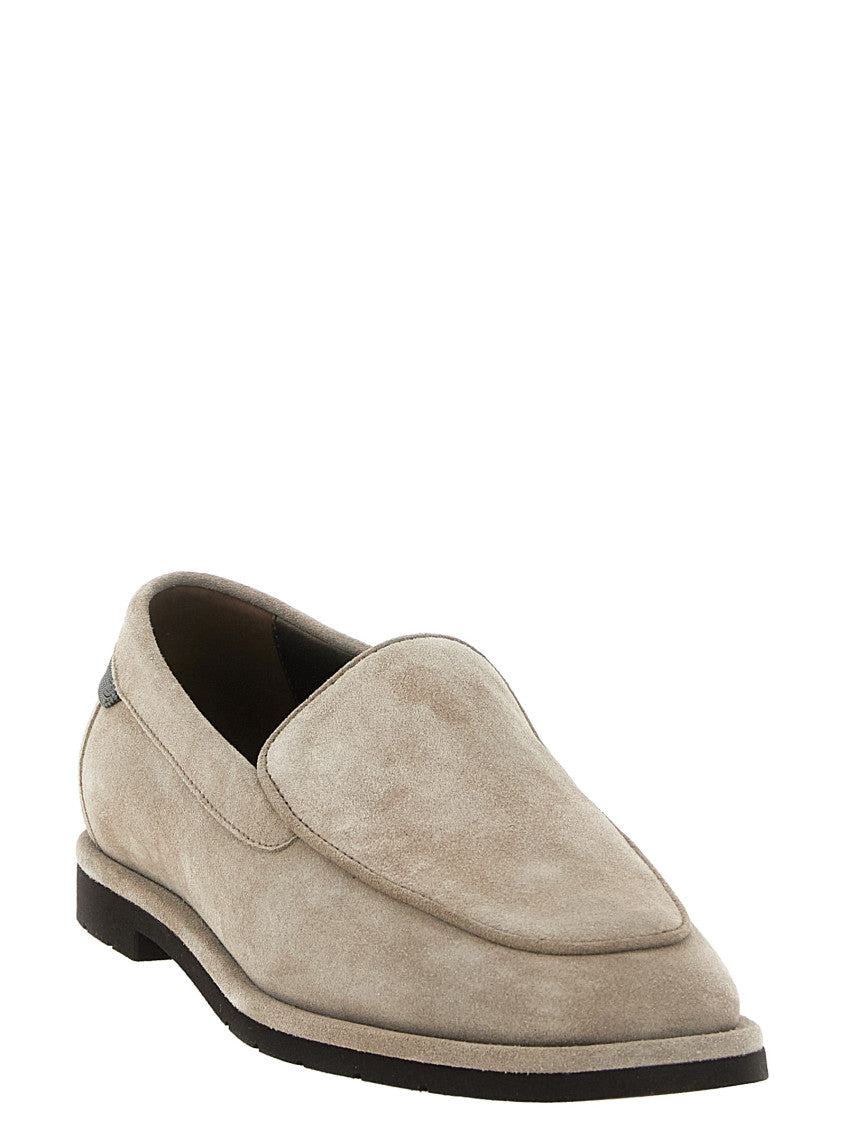 Beige Monile Suede Loafers 2