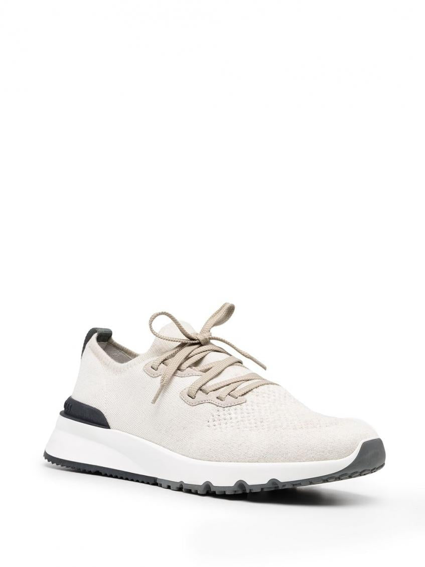 Beige Lace Up Sneakers 3