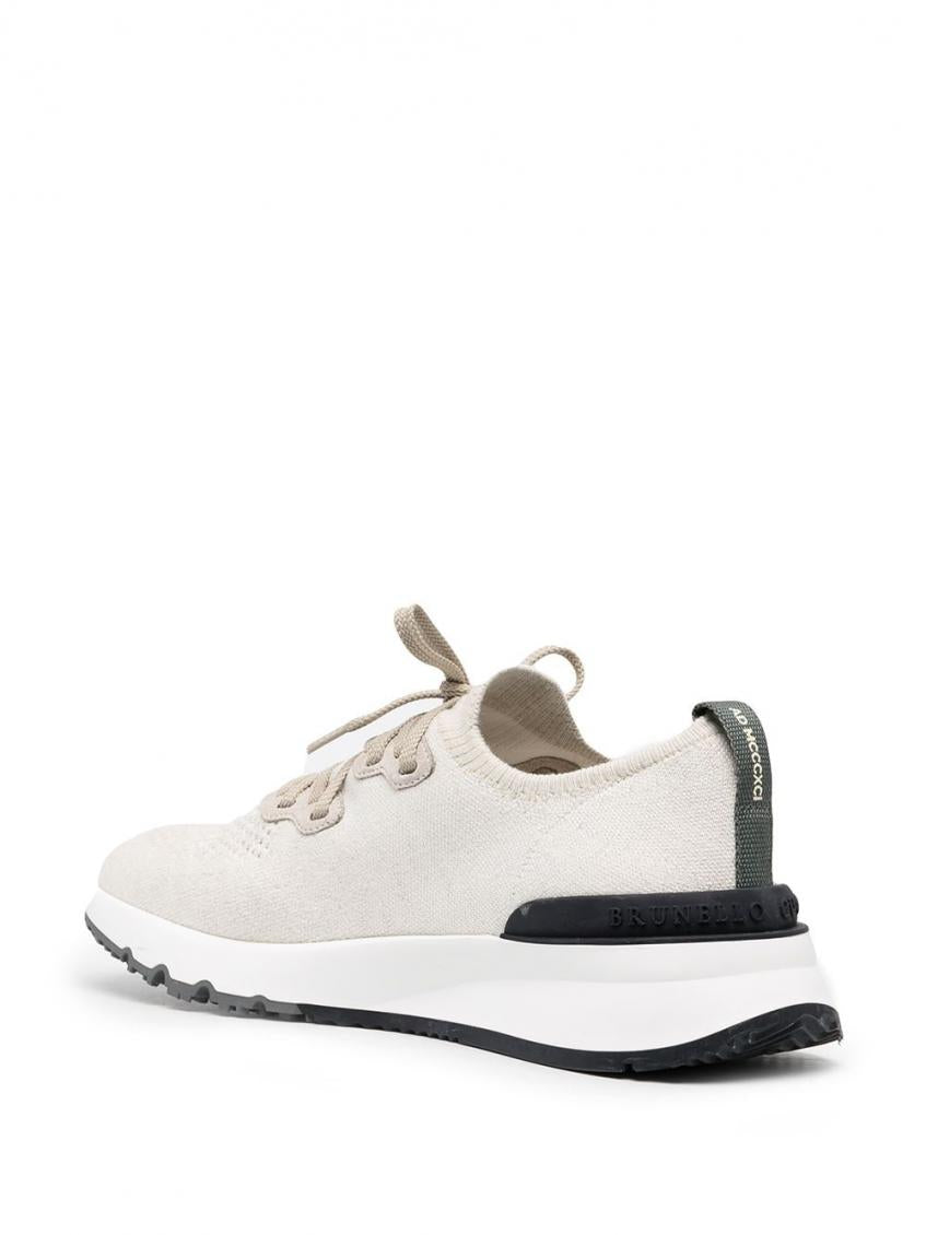 Beige Lace Up Sneakers 4