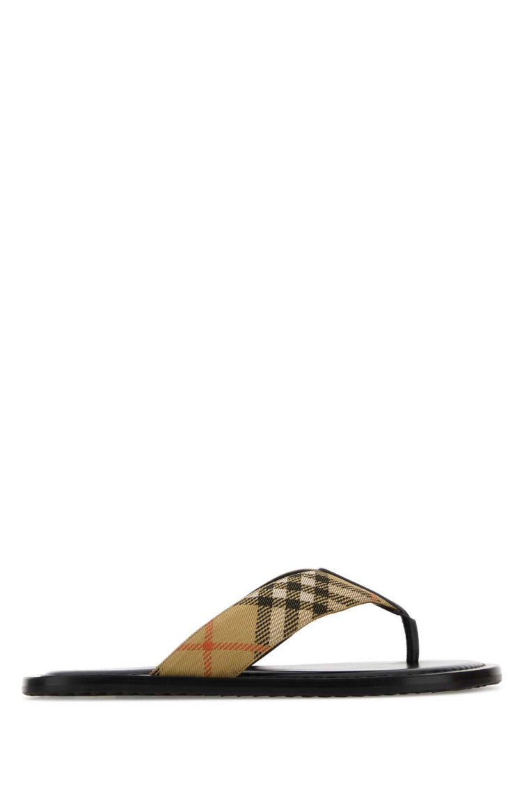 Beige Check Slippers 1
