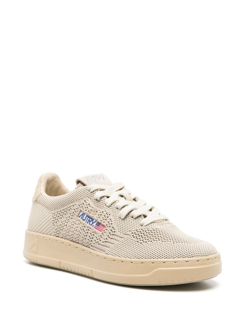 Beige Round Toe Sneakers 4