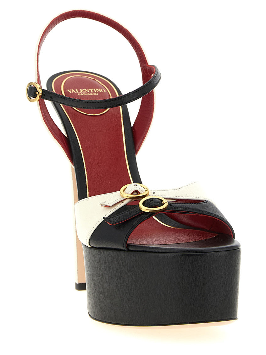 BlackWhite Ankle Strap Heels 2