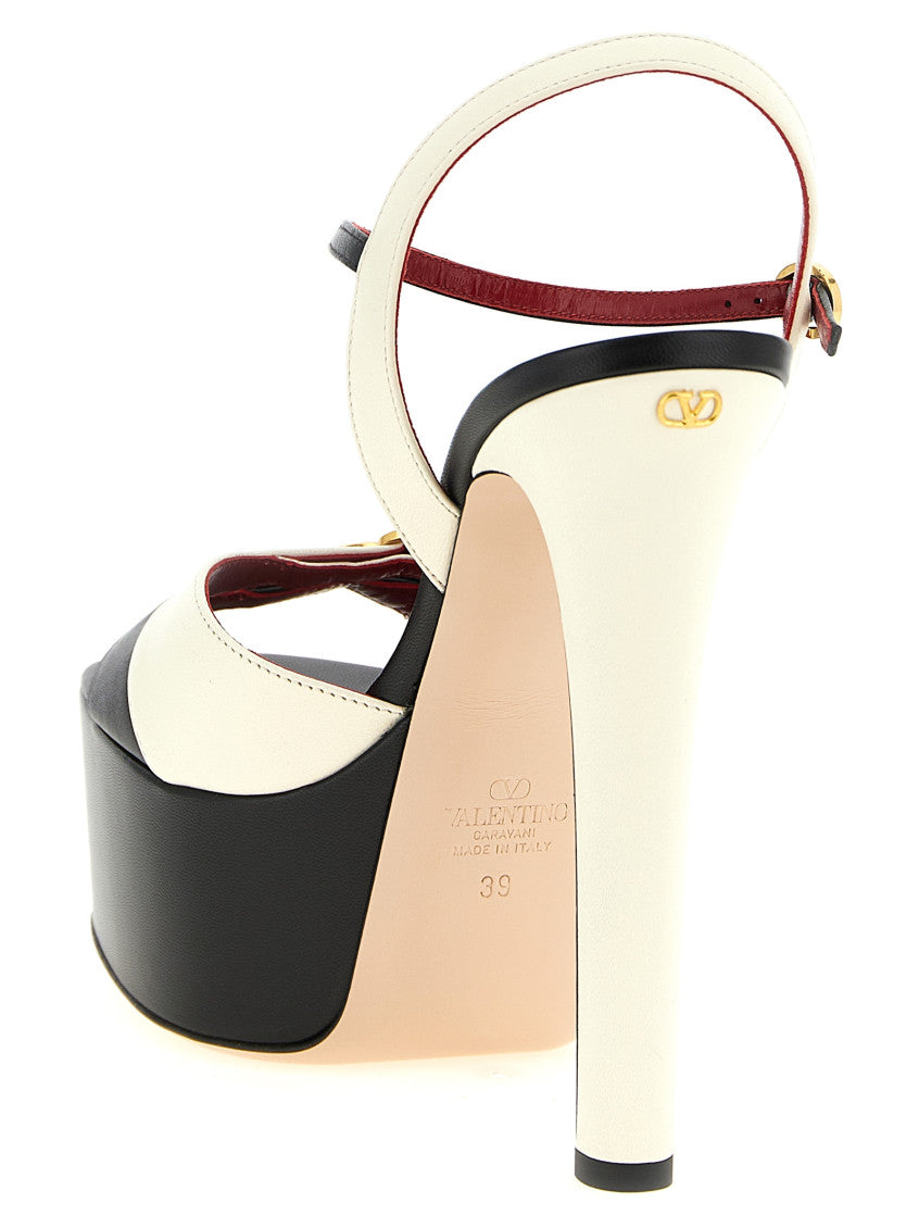 BlackWhite Ankle Strap Heels 3