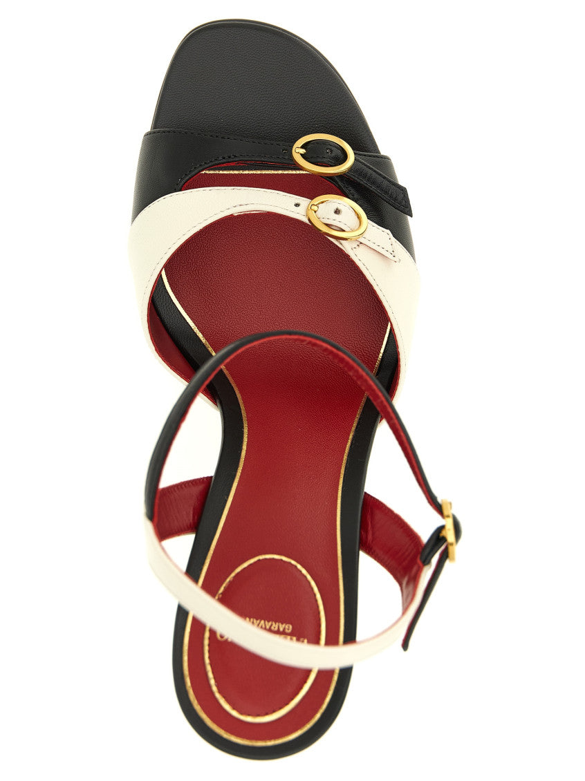 BlackWhite Ankle Strap Heels 4