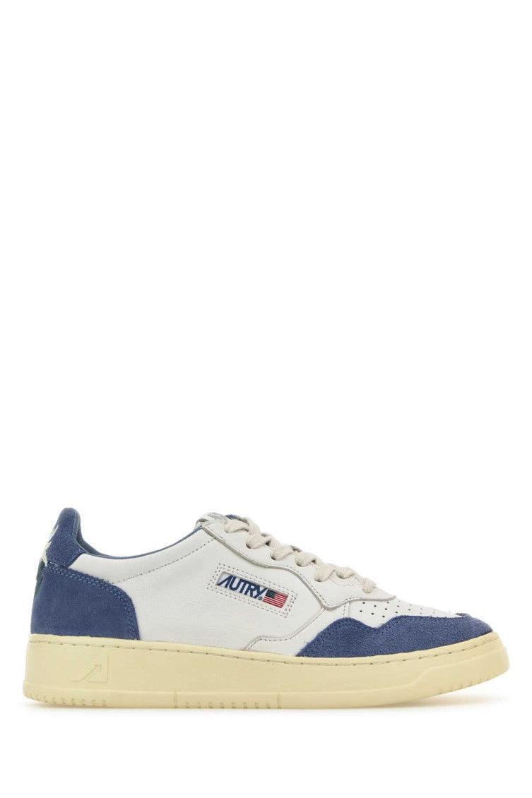White Blue Lace Up Sneakers 1