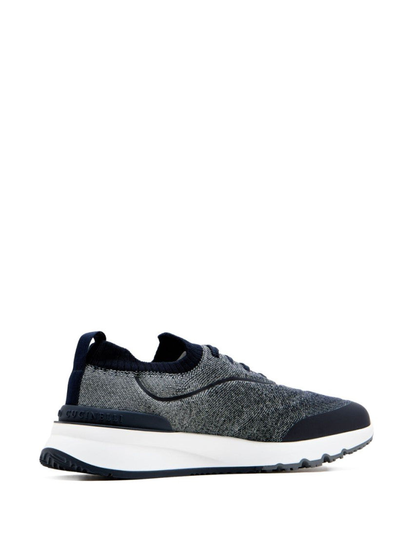 Navy Blue Lace Up Sneakers 2