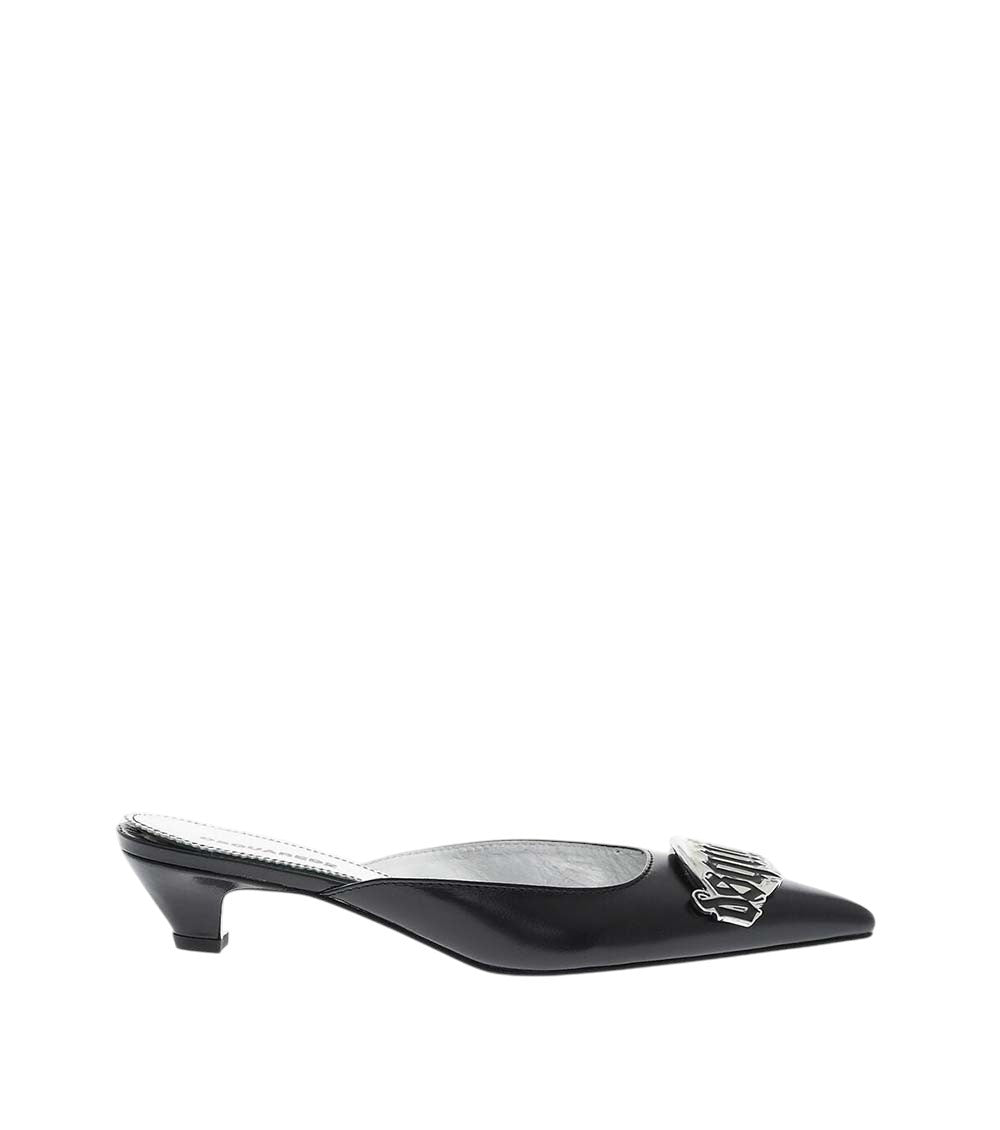 Black Leather Mules 1