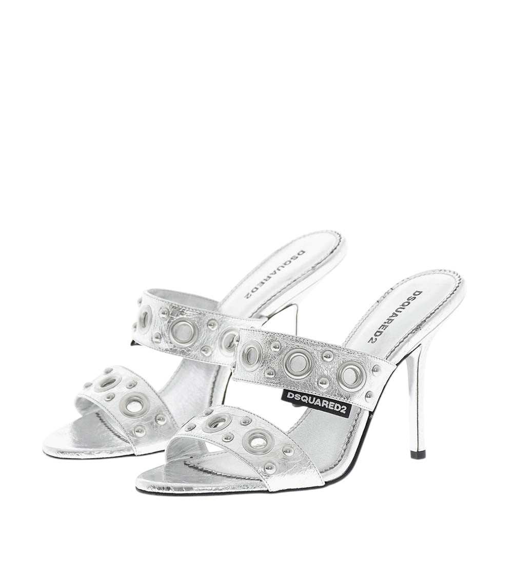 Silver Leather Heels 3