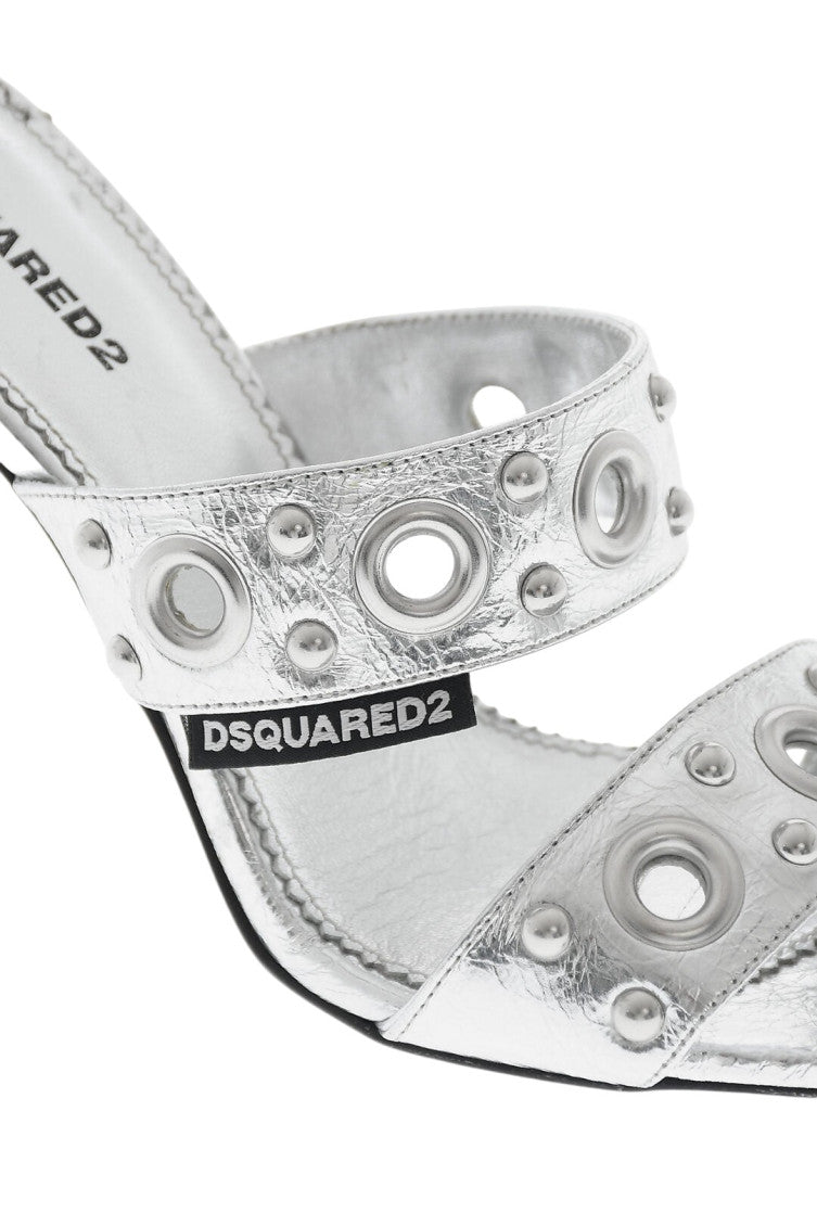 Silver Leather Heels 4