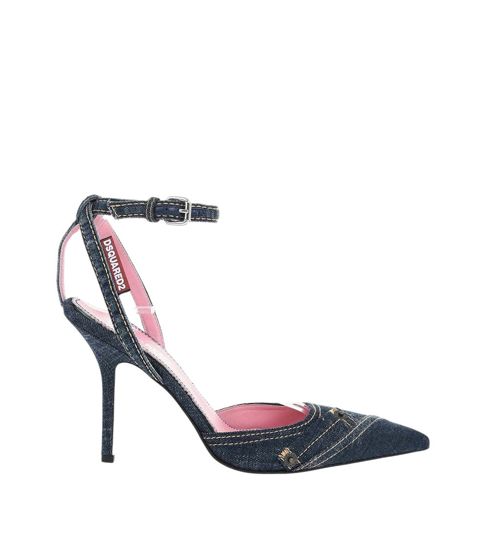 Denim Ankle-Strap Pumps 1