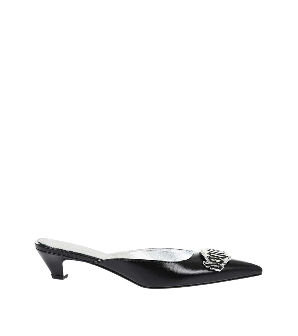 Black Leather Mules 1