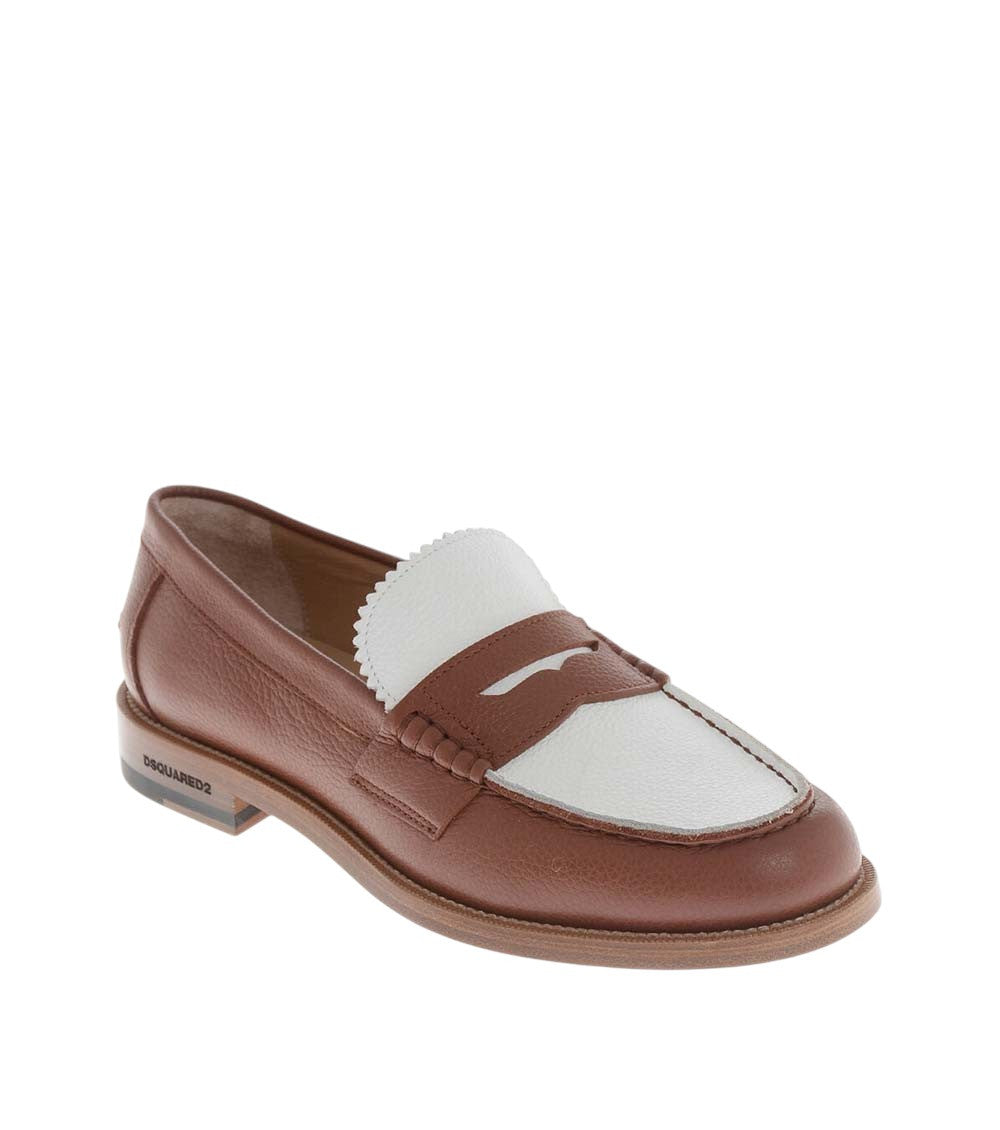 Brown Two-Tone Leather Loafers 2