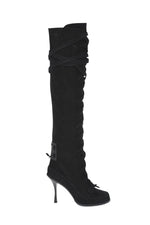 Black Suede Lace-Up Boots 1
