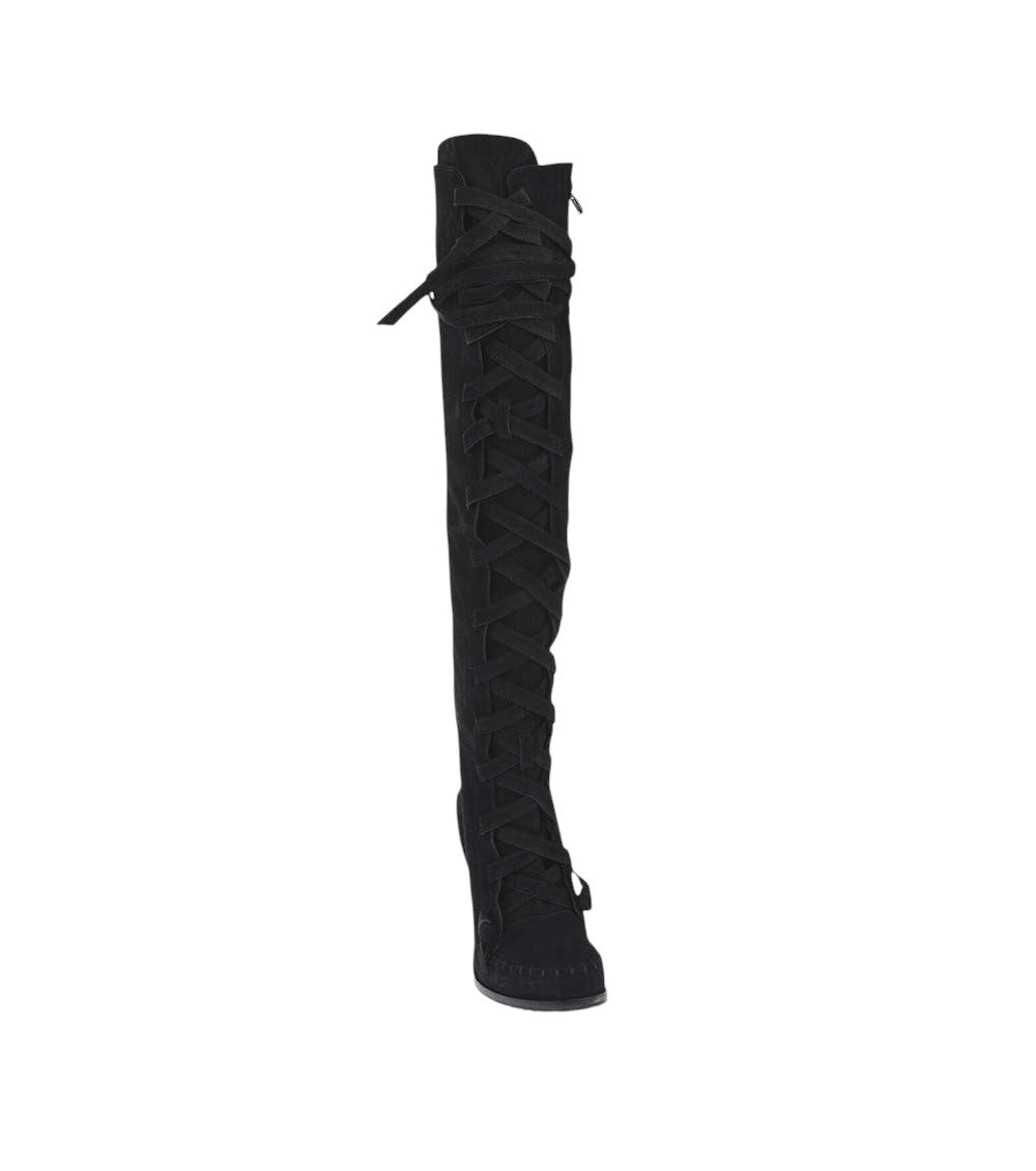 Black Suede Lace-Up Boots 2
