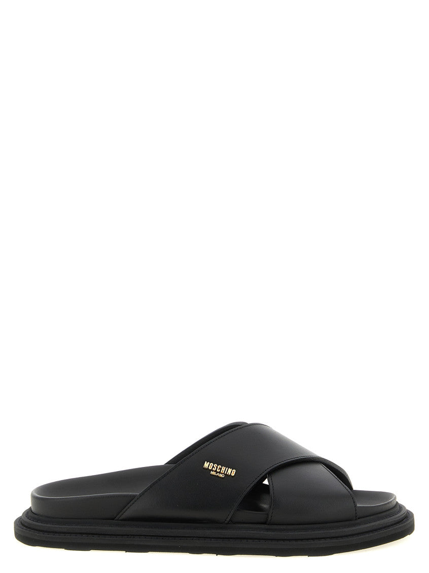 Black Logo Sandals 1