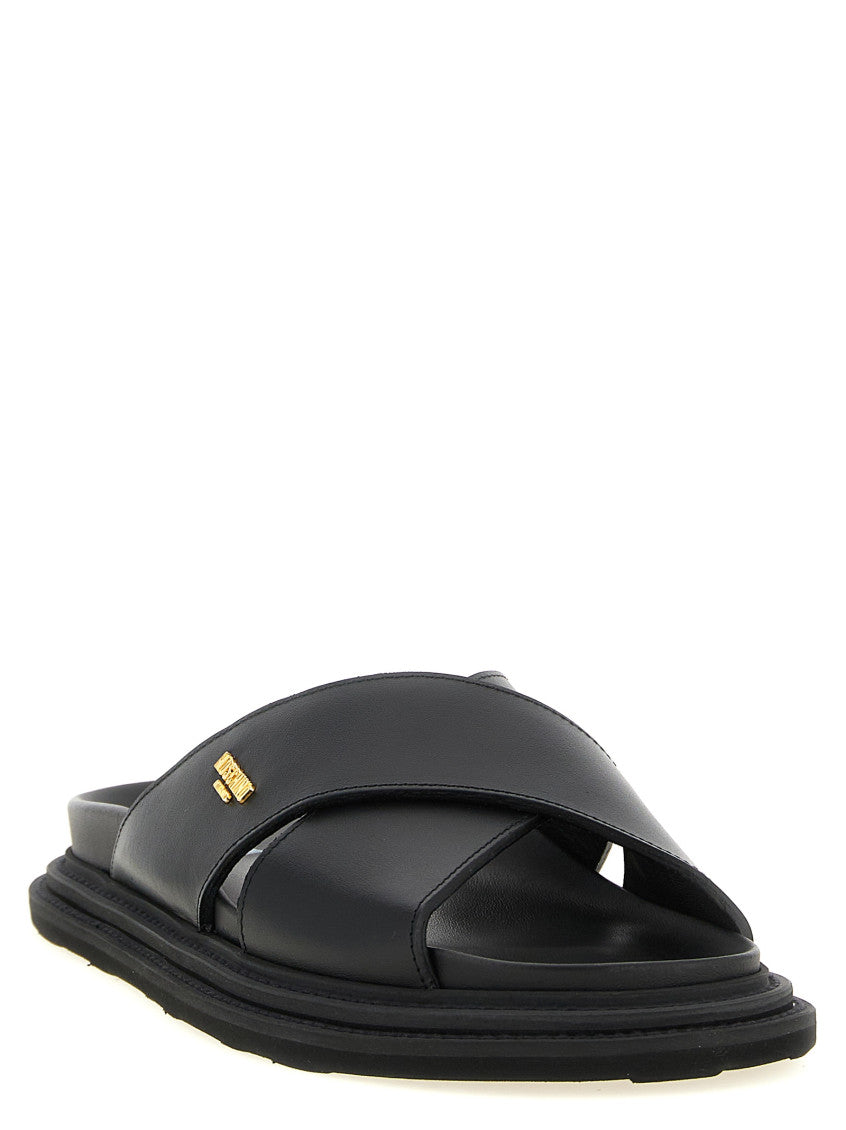 Black Logo Sandals 2
