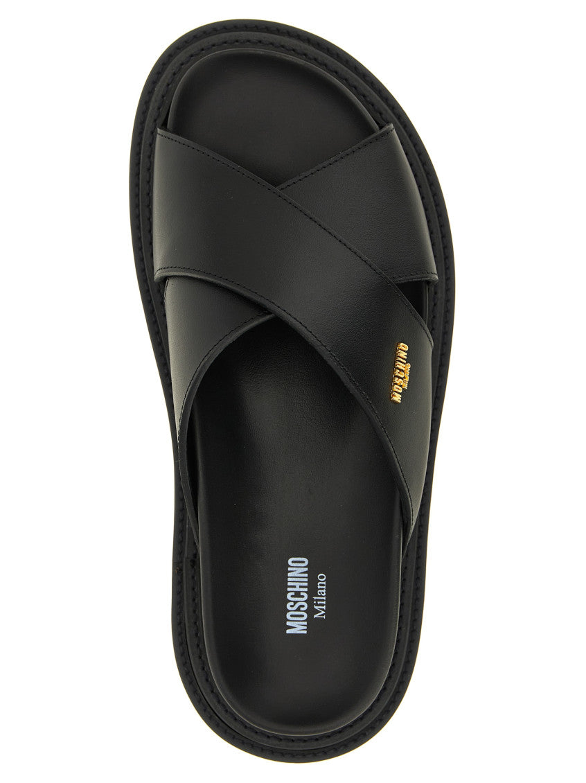 Black Logo Sandals 4