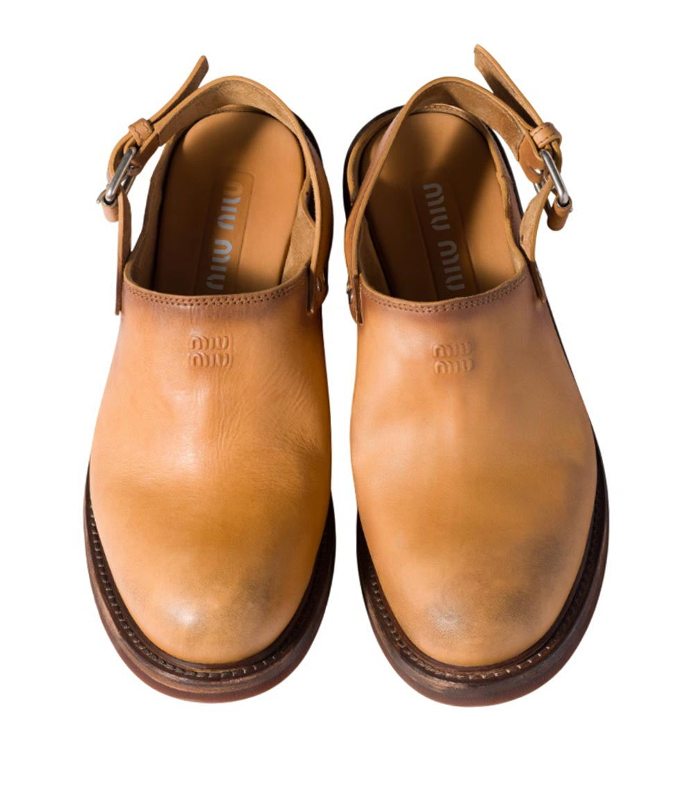 Brown Slingback Mules 4