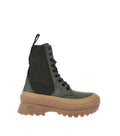 Dark Green Leather Combat Boots 1