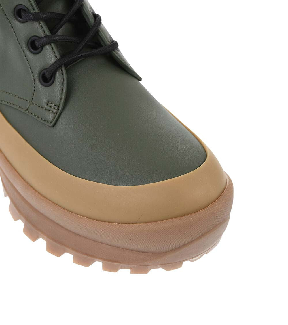 Dark Green Leather Combat Boots 3