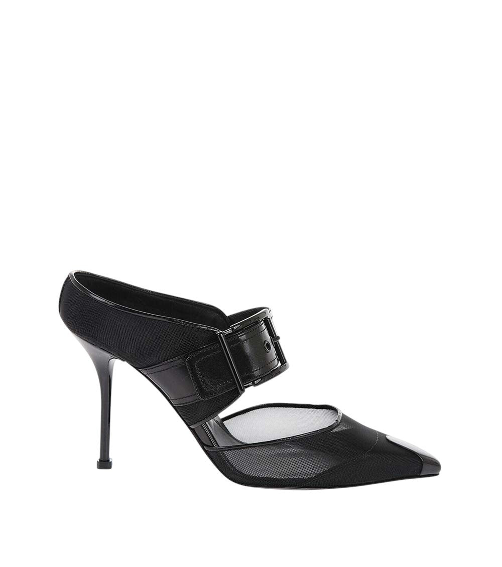Black Mesh Pointed-Toe Pumps 1