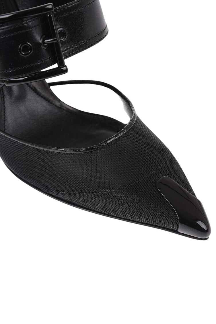 Black Mesh Pointed-Toe Pumps 2
