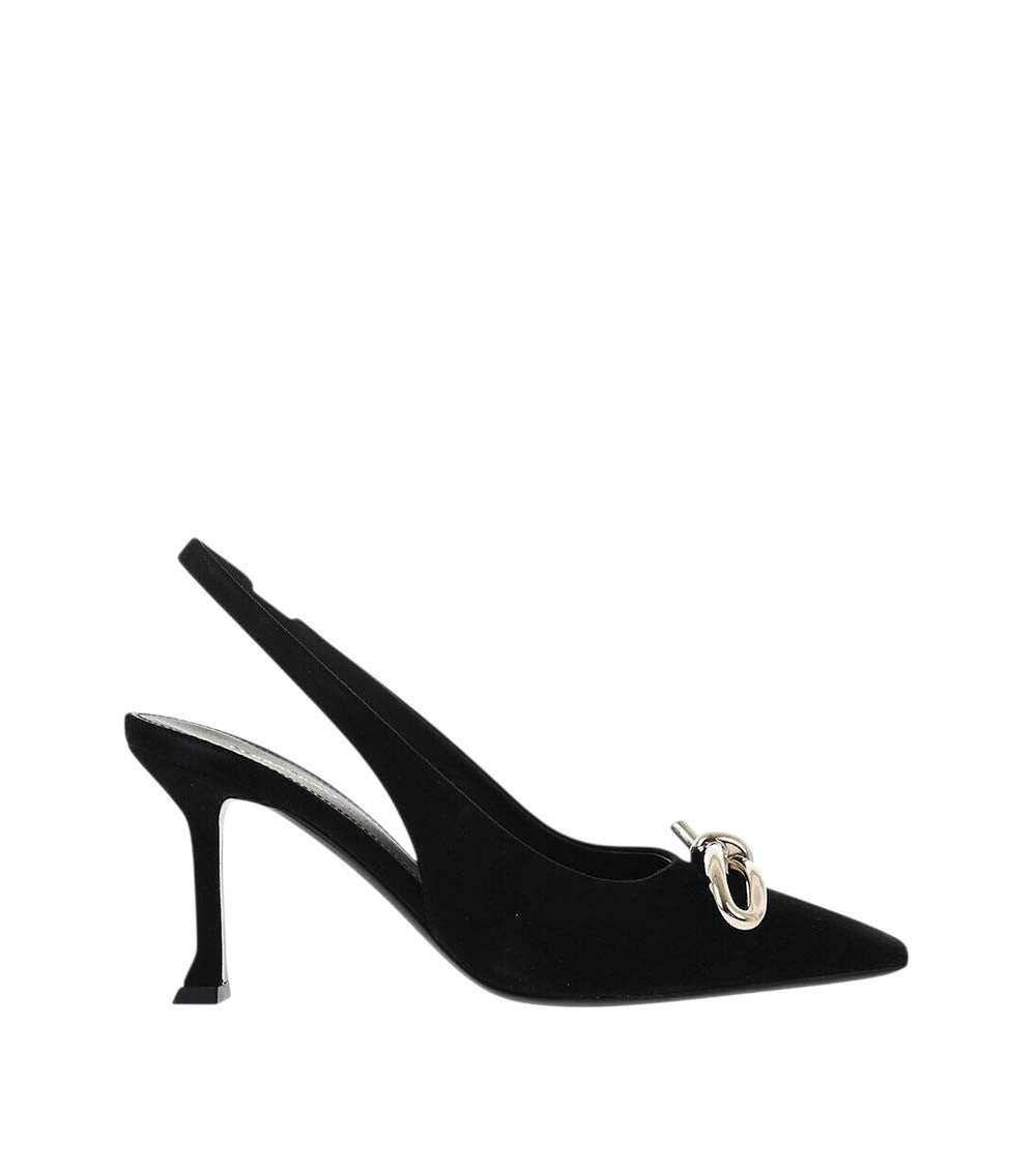 Black Suede Slingbacks Heels 1
