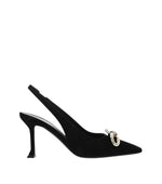 Black Suede Slingbacks Heels 1