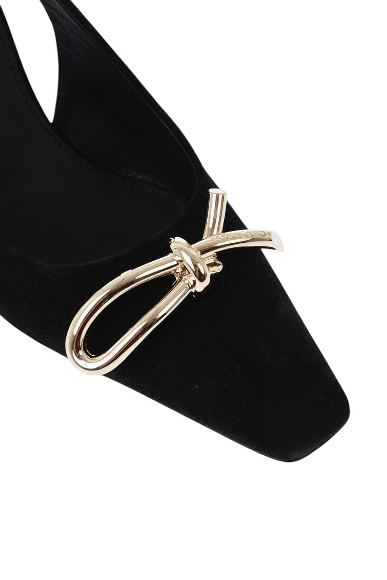 Black Suede Slingbacks Heels 2