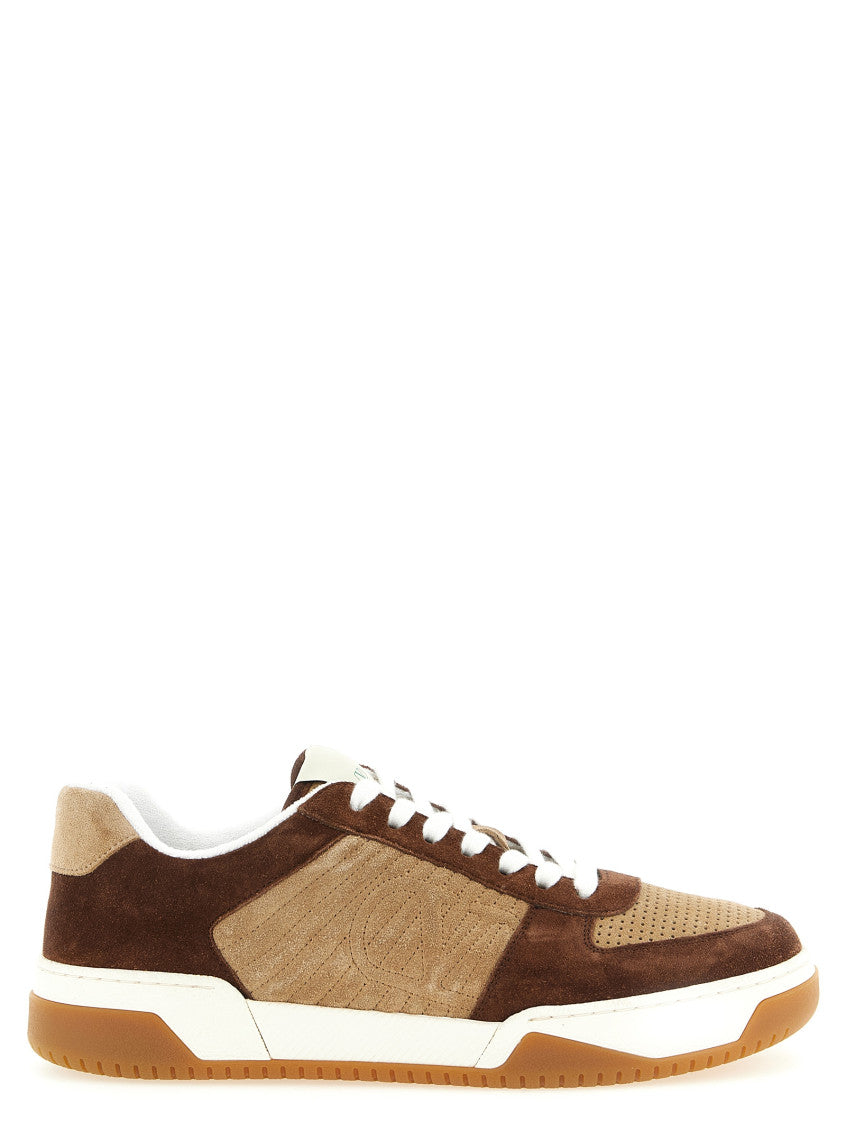 Brown Color Block Sneakers 1