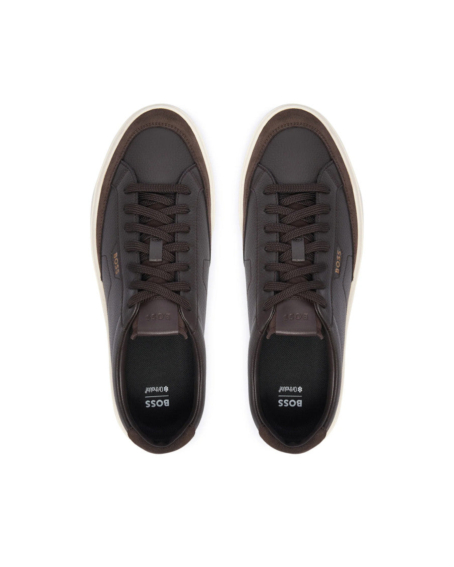 Dark Brown Color Block Sneakers 4