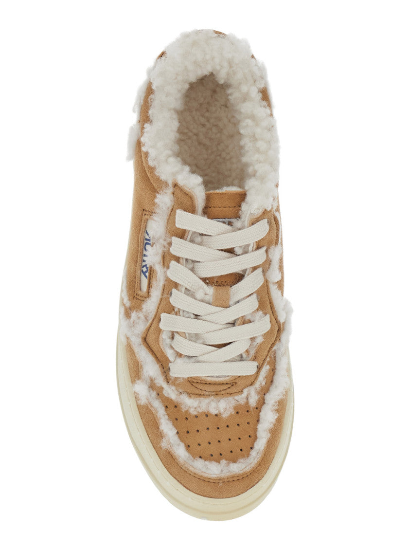 Beige Medalist Logo  Sneakers 4