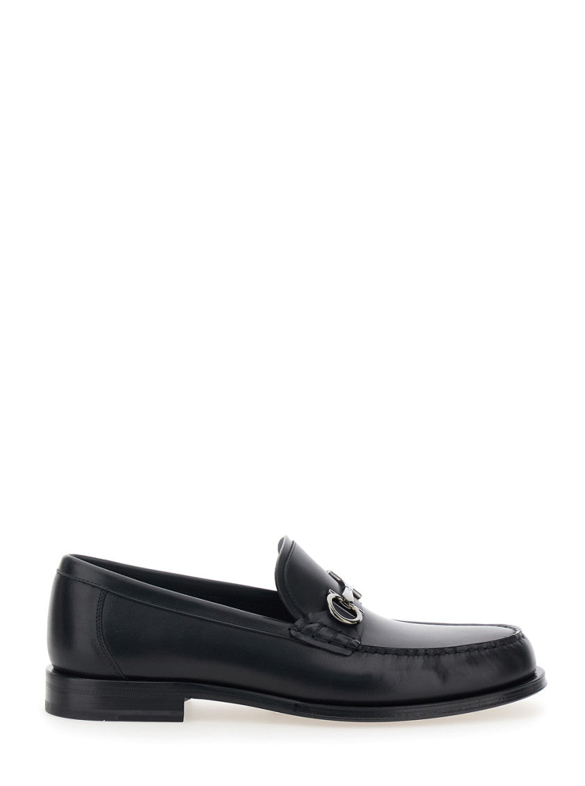Black Gancini Leather Loafers 1