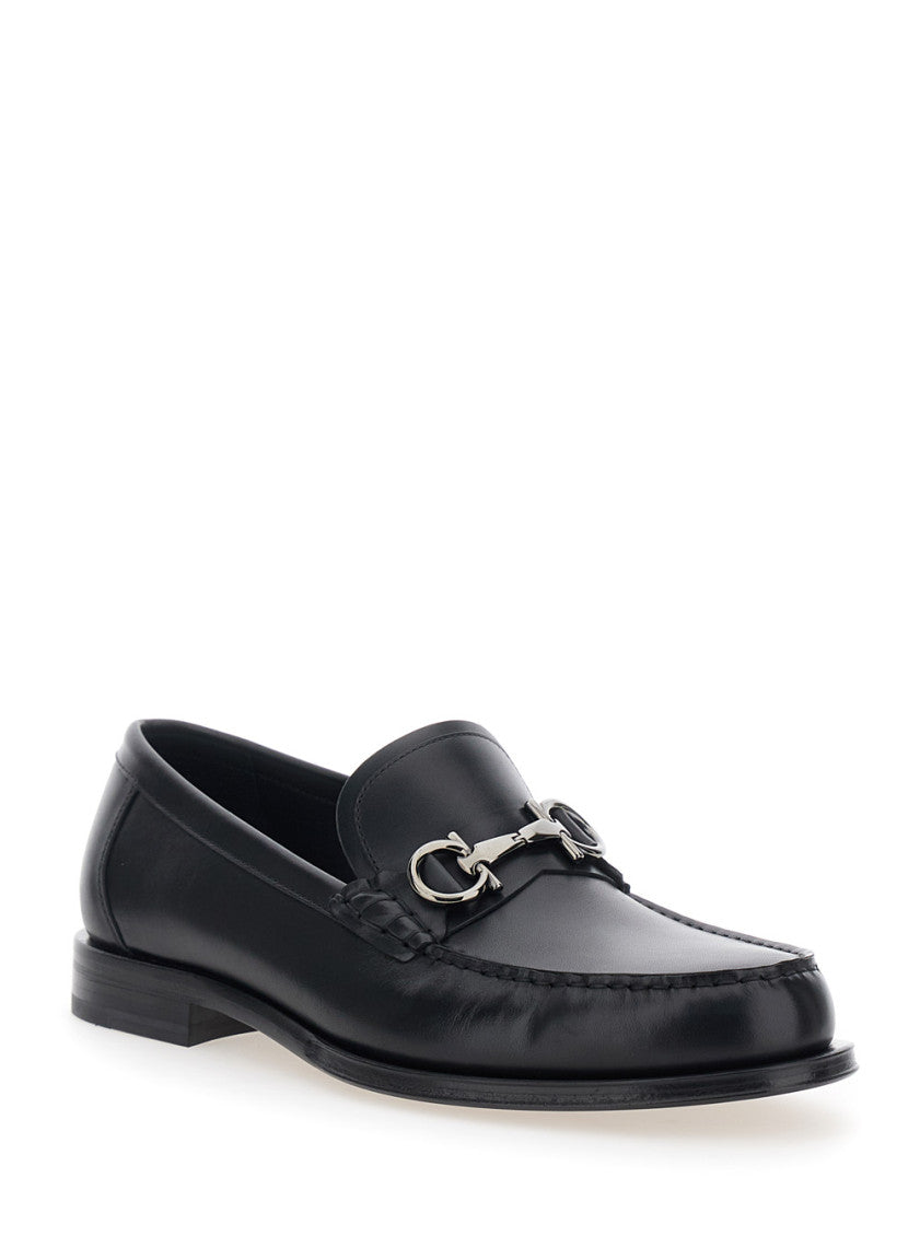 Black Gancini Leather Loafers 2