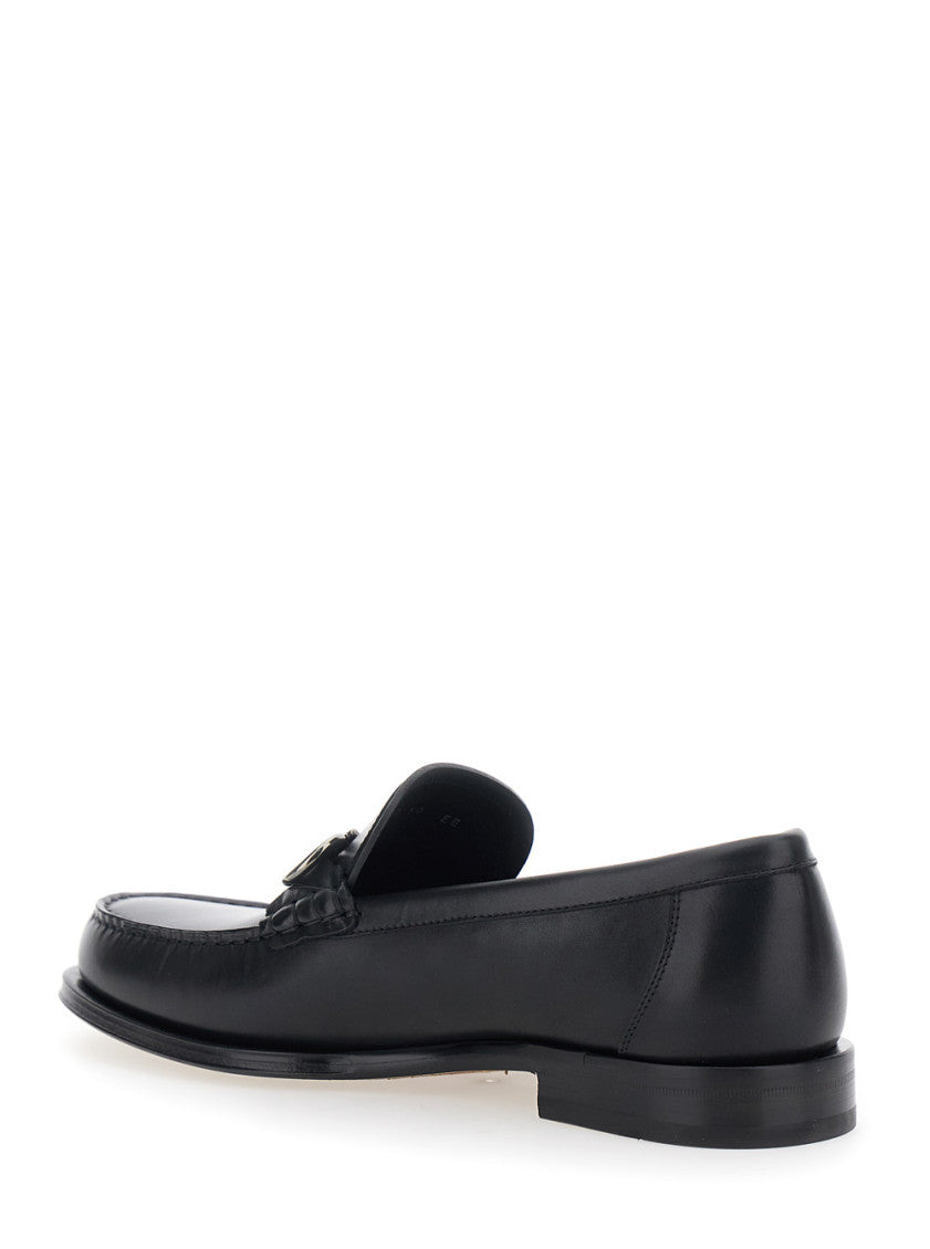Black Gancini Leather Loafers 3