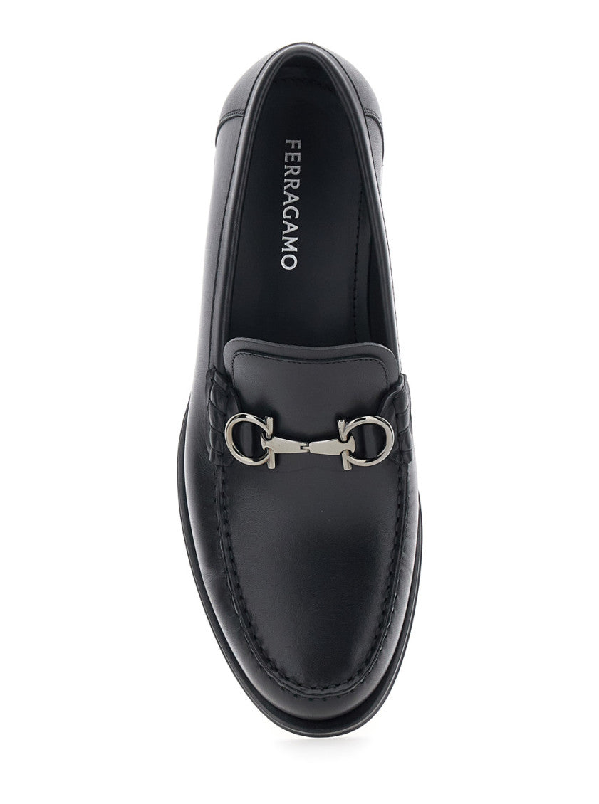 Black Gancini Leather Loafers 4