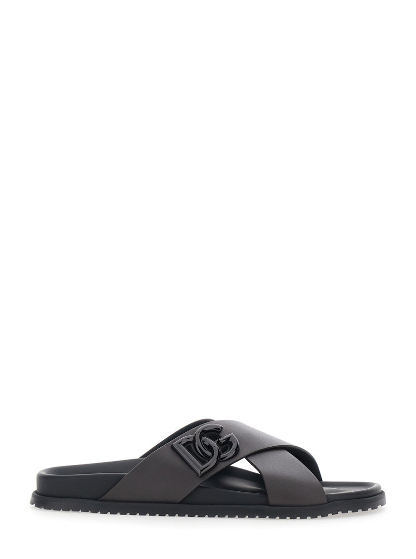 Black Logo Sandals 1