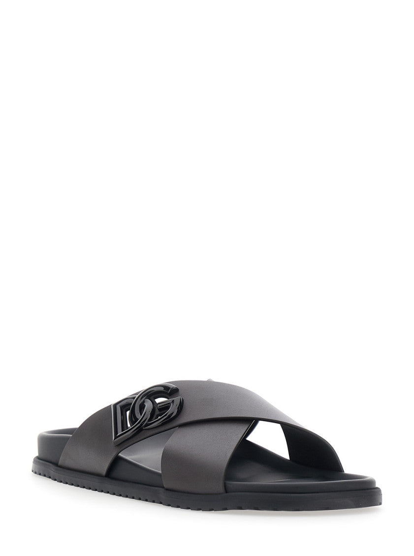 Black Logo Sandals 2